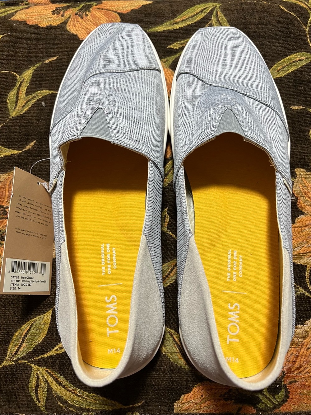 TOMS Gray Slip-On Shoes with Yellow Insole